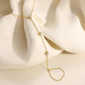 Fashion Chain <b>Bracelet</b> 18k Gold Plated <b>Clover</b> Design Rhinestone Floral Minimalist Style Women's Jewelry - Product Image 4