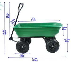 Marché européen Autriche Chariot à benne basculante de jardin 4 roues charge 250 kg utilisation dans le jardin