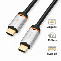 Câble blindé tressé plaqué or 4K HDR 18 Gbit/s pour lecteur DVD 2.0, compatible avec blindage combiné, vente en gros en vrac