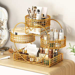Cosmetic Storage Rack 4 Layers Desktop Makeup Organizer Skincare Storage Shelf Dressing <b>Table</b> <b>Vanity</b> Organizer - Product Image 4