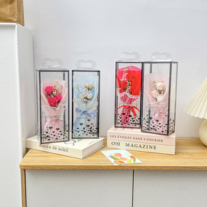 Boîte transparente, mini bouquet de roses artificielles préservées, fleurs séchées Baby Breath, cadeau de mariage ou de la Saint-Valentin, vente en gros - Product Image 5