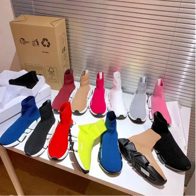 High Top Women's BB Socks Sneaker Shoes 2023 Top Quality Designer Shoes Luxury SPEED 2.0 ladies Stretch Knit Flat Bottomed