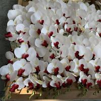 B1525 Dekorasi Rumah Berkualitas Tinggi untuk Hotel, Hiasan 3D Printing Anggrek 9 Tangkai, Warna Merah Anggur, Sentuhan Realistis, Phalaenopsis Putih, Tangkai Panjang