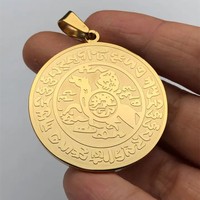 Collier pendentif rond en acier inoxydable plaqué or 18 carats, breloques cheval du vent, bijoux porte-bonheur, pièce de monnaie vintage, collier cheval du vent blanc