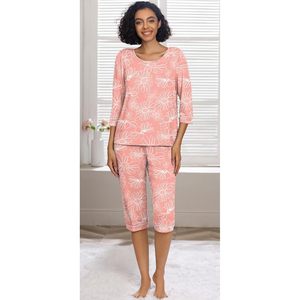 CustomWomen's <b>Pajama</b> <b>Set</b> 2 Piece Capri Sleepwear With Pockets Soft Knitted Lounge Wear For Women - Product Image 3