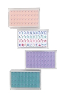 Set Mahjong Akrilik Berlapis Lavender Tersedia, dengan Motif Burung Geometris, Bunga Botani, Kipas, dan Naga