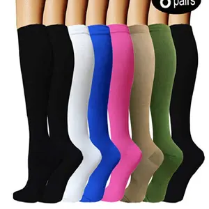 Красочные спортивные компрессионные длинные носки для женщин и мужчин