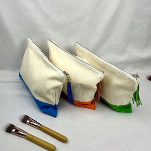 Wholesale Eco Canvas Makeup <b>Toiletry</b> <b>Bag</b> Custom Cotton Canvas Cosmetic <b>Bag</b> Washable Zipper Makeup Pouch With Logo Printing - Product Image 2