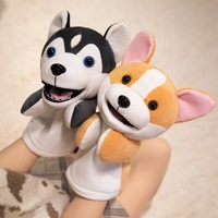 Marionnette de main chien Husky en peluche super douce, motif animal de dessin animé, bouche mobile, nouveau produit, interaction parent-enfant pour la maternelle