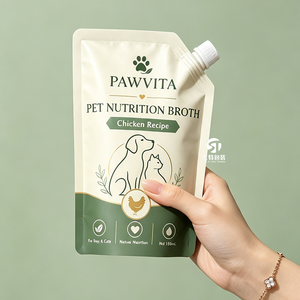 ซองบรรจุอาหารสัตว์เลี้ยงแบบมีพวยกาวยี่ห้อ Custom Printed Aluminized สำหรับอาหารสุนัขเหลว น้ำซุปกระดูกสัตว์เลี้ยง นมลูกสุนัข นมแมว และเครื่องดื่มสำเร็จรูปสำหรับสัตว์เลี้ยง - Product Image 5