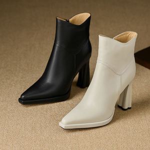 Cialisa Eleganti Stivaletti da <span class=keywords><strong>Donna</strong></span> 2025 Inverno Punta Affusolata in Vera Pelle Moda Stile Particolare <span class=keywords><strong>Tacco</strong></span> Alto Nuovi <span class=keywords><strong>Stivali</strong></span> alla Caviglia - Product Image 4