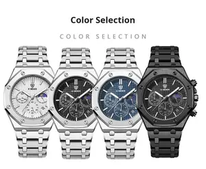 Nuovo <span class=keywords><strong>Orologio</strong></span> Meccanico <span class=keywords><strong>Automatico</strong></span> da <span class=keywords><strong>Uomo</strong></span> con Tre Quadranti, Sei Lancette e Fasi Lunari, Cinturino in <span class=keywords><strong>Acciaio</strong></span> Inossidabile, Orologi di Lusso per la Moda Maschile - Product Image 5