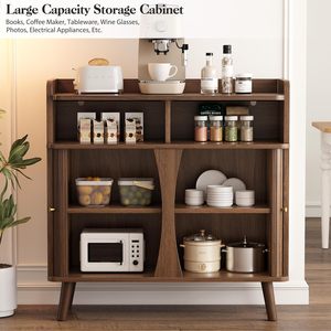 Aparador Buffet Decofy de 39 Pulgadas, Estilo Moderno de Mediados de Siglo, Puertas Corredizas Shaker, 4 Estantes Ajustables, 2 Cajones, Madera Sólida - Product Image 3
