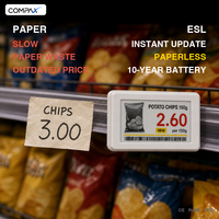 COMPAX Label Harga Elektronik (ESL) Kertas E Warna 3.5 Inci dengan Tampilan Barcode, Bersertifikasi CE FCC RoHS, Label Rak Digital untuk Toko Kelontong