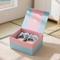 Boîte cadeau rigide en carton rose bleu personnalisée, matériaux recyclés, boîte en papier pour chaussures, pantoufles, chaussettes, fermeture magnétique