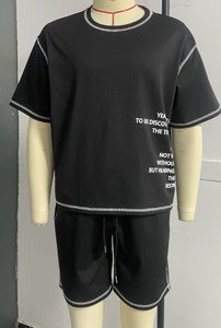 Completo Estivo da Uomo 2 Pezzi: Top a Maniche Corte + <span class=keywords><strong>Pantaloni</strong></span> Tinta Unita con Collo Rotondo e Vita Elastica - Product Image 2