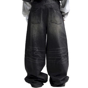 High Quality <b>Chain</b> Design <b>Jeans</b> Pants for Men Vintage Stone Wash Faded Hip Hop Y2k <b>Jeans</b> Loose Classic Black Straight Fit <b>Jeans</b> - Product Image 3