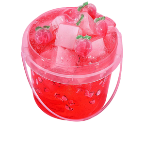 Kit de slime cristallin pré-fait rose pêche, effet gelée, scintillant et croquant, avec 6 additifs, unisexe, pour les 2-4 ans, conditionnement en pot, jeu sensoriel anti-stress - Product Image 1