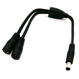 DC Power 1 FEMALE TO <span class=keywords><strong>2</strong></span> MALE 5.5mm x <span class=keywords><strong>2</strong></span>.1mm DC สายไฟแยกสำหรับกล้อง LED Strip Light สายบาร์เรลปลั๊ก - Product Image 2