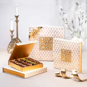Logo Kustom Kemasan Mewah Kotak Hadiah Kertas Eid Mutabir Ramadan Makanan Penutup Tanggal Ramadan Kotak Coklat