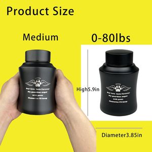 Urne pour cendres de <span class=keywords><strong>chien</strong></span> ou chat de taille moyenne en acier inoxydable, design ailes d'ange et <span class=keywords><strong>empreinte</strong></span> de <span class=keywords><strong>patte</strong></span>, pour cendres d'animaux de compagnie, urne funéraire noire personnalisée - Product Image 2