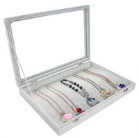 Boîte à bijoux en velours de qualité supérieure avec couvercle en verre, 12, 24 ou 30 compartiments, organiseur de bijoux haut de gamme pour les marques en ligne professionnelles