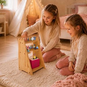 Wooden Children's Toy Storage Rack With <b>Speaker</b> Multi Functional Organizer For Kids Room <b>Standing</b> Type Rectangle Shape - Product Image 1