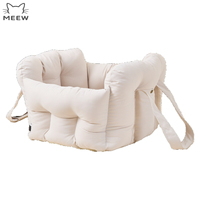 Coussin de voiture pliable et réglable pour chien et chat, couleur unie blanc crème, avec poignées de transport, doux et épais