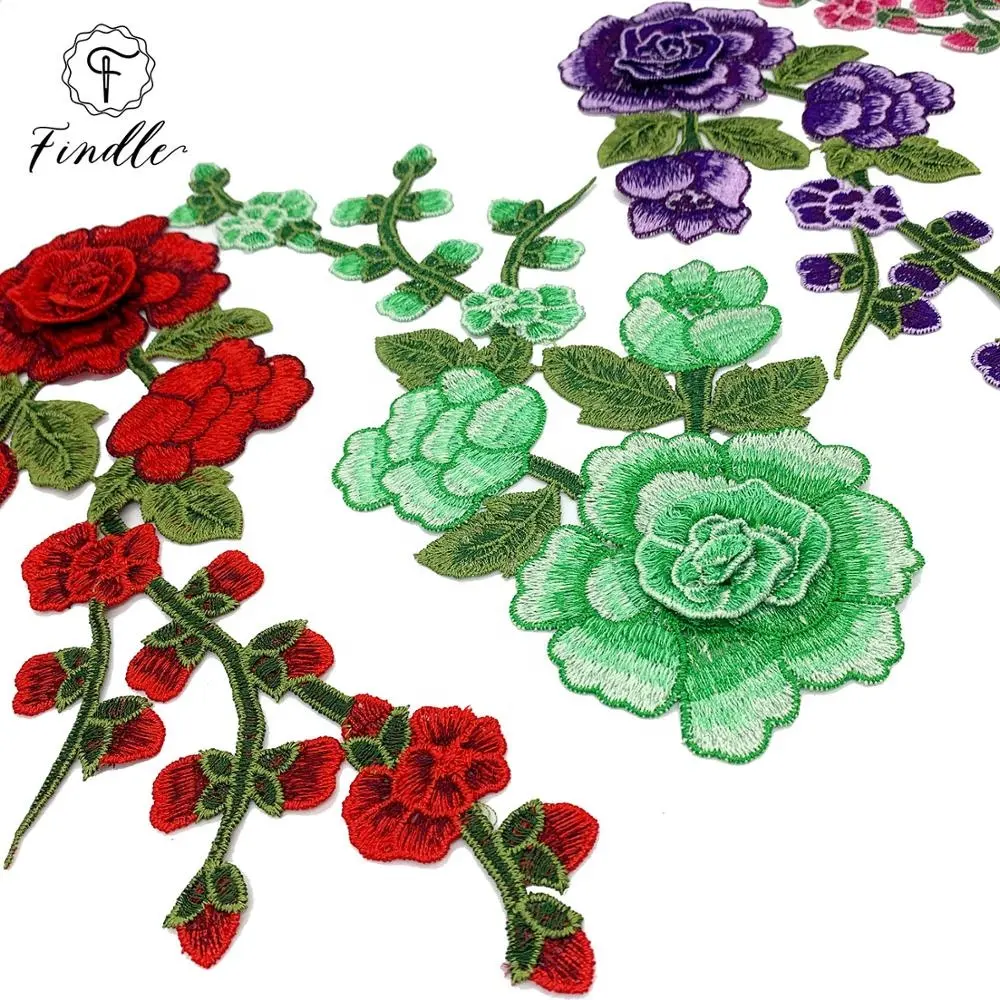 wholesale eco-friendly custom 3D water-soluble embroidery flowers patches