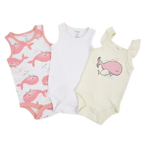 2024 New design Summer Baby girl clothes Harper Foreign Trade Sleeveless Vest 3-piece Set Triangle Crawler cotton baby clothes