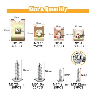 Clips et vis de garniture automobile Winning Path Point, 210 pièces, M3 M4 M5, zingués, pour la réparation de l'intérieur des voitures - Product Image 3