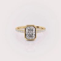 Bague de fiançailles et de mariage en diamant de laboratoire taille radiant certifié IGI, sertie d'un halo et d'un pavé, en or jaune/blanc/rose 18 carats