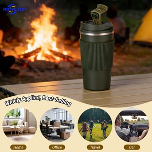 <span class=keywords><strong>Mug</strong></span> de voyage réutilisable en acier inoxydable à isolation sous vide, avec couvercle anti-fuite, pour café, bouteille d'eau, sans BPA, 16 oz, noir - Product Image 6