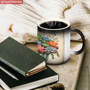 Frosted Black <b>Ceramic</b> <b>Mug</b> 11oz Heat Color Changing Blank Cup For Gift Shop Supply - Product Image 3