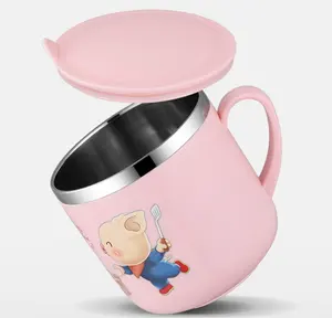 Kinder Edelstahl Kaffeetasse Tasse mit Griff 12 oz doppelwandigen vakuum isolierten Becher mit Deckel Reise freundlich