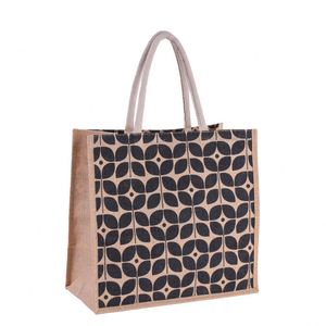Tote <b>Bag</b> With Laminated Interior & Inner Zipper Jute Market <b>Bag</b> With Handles for Shopping & <b>Beach</b> <b>Large</b> - Product Image 1