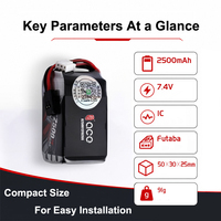Baterai Penerima LiPo ACE 2500mAh 2S2P 7.4V, Paket Baterai RX Khusus Mobil RC Nitro