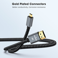 Câble de conversion Micro Mini HDMI vers HDMI, connecteurs plaqués or, cordon tressé en nylon, 4K 60Hz pour appareils photo, moniteur, HDTV