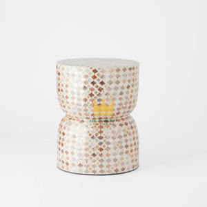 Mesa auxiliar con forma de tambor, incrustaciones de nácar y concha marina, la más vendida, venta al por mayor a granel desde Vietnam - Product Image 1