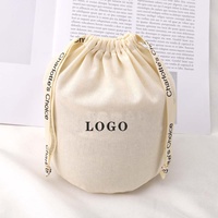 Sac d'emballage cadeau en coton et lin à fond rond personnalisé pour bougie, pochette à bougie en coton naturel avec cordon de serrage