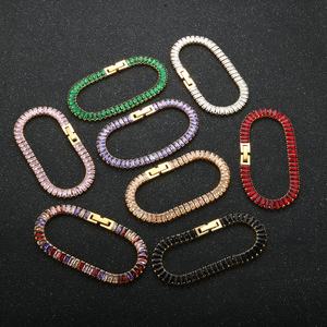 変色フリー18Kゴールドメッキテニスチェーンジュエリーアイスアウトバゲットダイヤモンドキュービックジルコニアテニスネックレス - Product Image 2