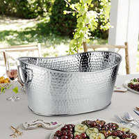Seau à glace en acier inoxydable argent martelé pour champagne
