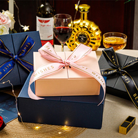 Vente en gros de boîte cadeau créative à double porte avec ruban noir ponctuel boîte d'emballage cadeau exquise personnalisée de parfum rouge à lèvres anniversaire