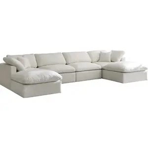 Moderne Luxe Witte Dons Wolk Slaapbank U Vorm Modulaire Wolkenbank Sofa Sets Linnen Stof Woonkamer Sets