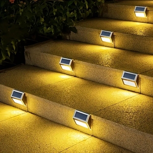 Lampe solaire en acier inoxydable à 6 LED pour escalier, applique murale extérieure étanche, lampe de clôture, petite veilleuse - Product Image 1