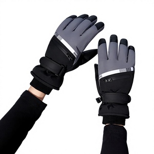 Gants de ski d'hiver pour hommes en polyester imperméable/cuir véritable avec doublure en fourrure, compatibles avec les écrans tactiles, chauds, pour le cyclisme et l'usage quotidien - Product Image 1