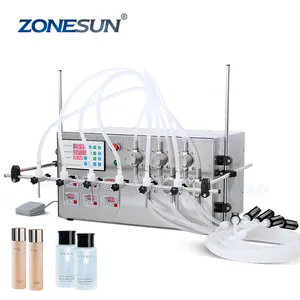 ZONESUN-bomba magnética de 6 cabezales para bebidas, Perfume, agua, aceite esencial, eléctrica, Digital, máquina de llenado de botellas líquidas