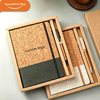Ensemble de carnets personnalisés A5 en liège et PU avec bande élastique, journal à texture tissée, cadeau d'affaires pour le bureau, carnet avec stylo personnalisé