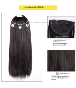 Juego de 3 Extensiones de Cabello con Clip, Lisas, Sintéticas, Resistentes al Calor, de Fibra, Tipo Cortina - Product Image 3