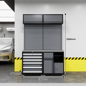 محطة عمل لإصلاح السيارات مع خزانة أدوات متنقلة وعربة أدوات بـ 7 أدراج وقفل بمفتاح لصيانة وتخزين المركبات - Product Image 2